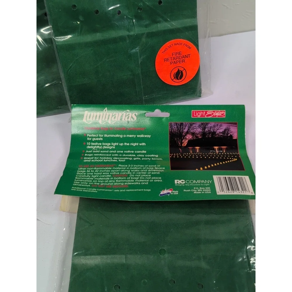 Vintage Luminarias Candles Christmas Cutout Christmas Tree‎ Paper Bags 3 Pack